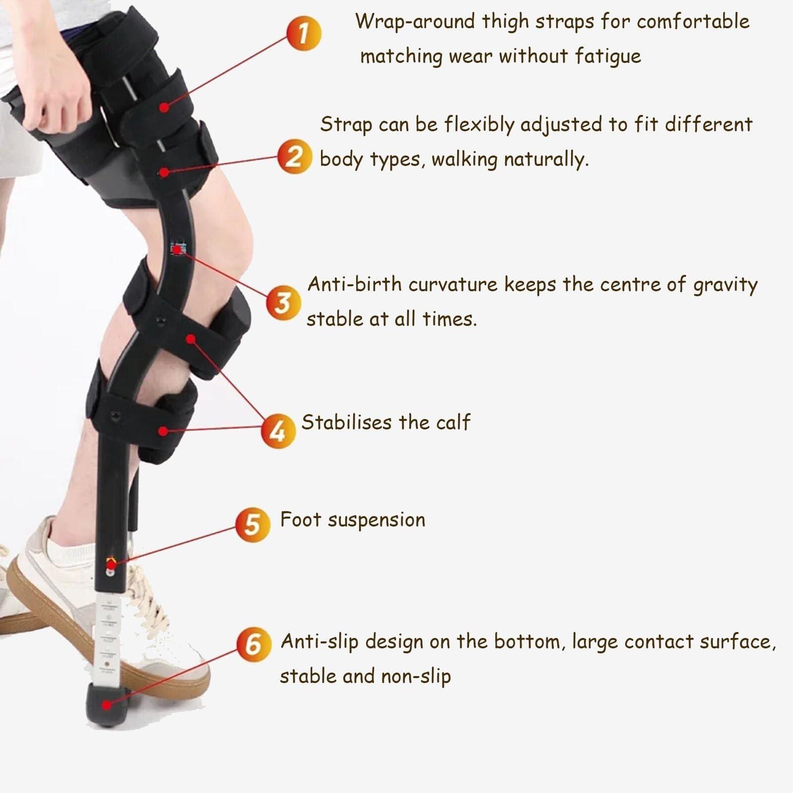 FoRes Pain Free Knee Crutch Single Leg Telescopic Walker Adjustable Height Hands Free Crutch Leg Knee Mobility Support for Disability Elderly Injury Ankle Fracture