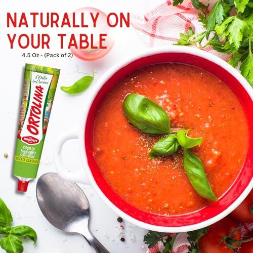 Rodolfi Tomato Paste Tube \"Ortolina\" Rodolfi Sauce, 130 gr (4.5 Oz) - Pack of 2, Authentic Italian Product with Fresh Tomatoes and Vegetables, Imported from Italy, Additive-free