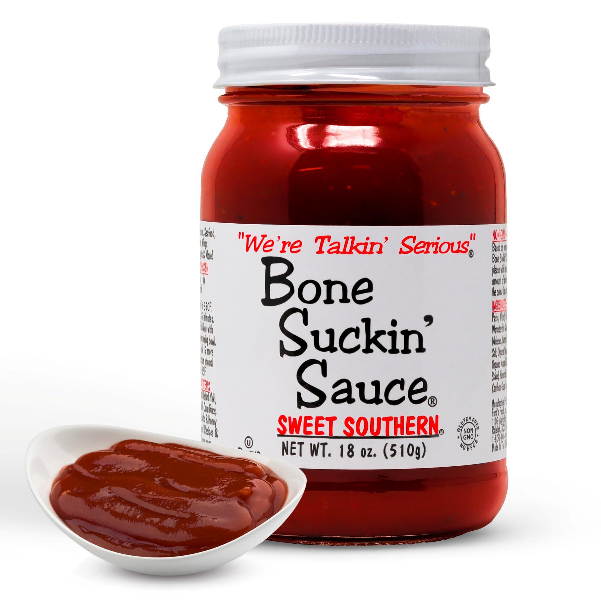 Bone Suckin' Sauce Bone Suckin\' Sauce Sweet Southern BBQ Sauce - 18 oz in Glass Bottle, All-Purpose Barbecue Sauce, For Ribs, Chicken, Pork, Beef, Gluten-Free, Non-GMO, Kosher, Sweetened w/Cane Sugar & Molasses - 1 Pc