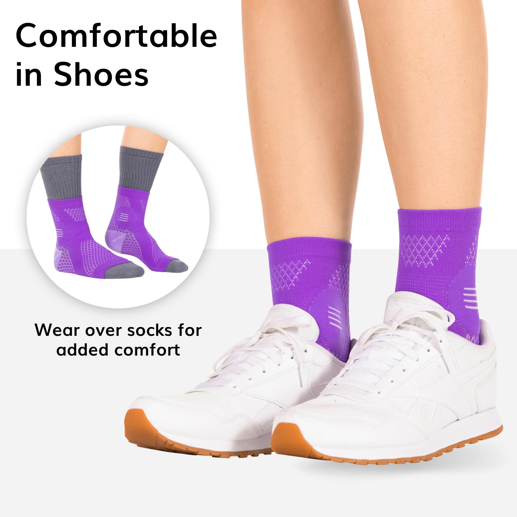 BraceAbility BraceAbility Neuropathy Socks (Pair) - Peripheral Neuritis Compression Diabetic Toeless Foot Sleeves for Nerve Damage Pain in Feet, Ankle Gout, Plantar Fasciitis Relief Brace for Men and Women (M - Purple)