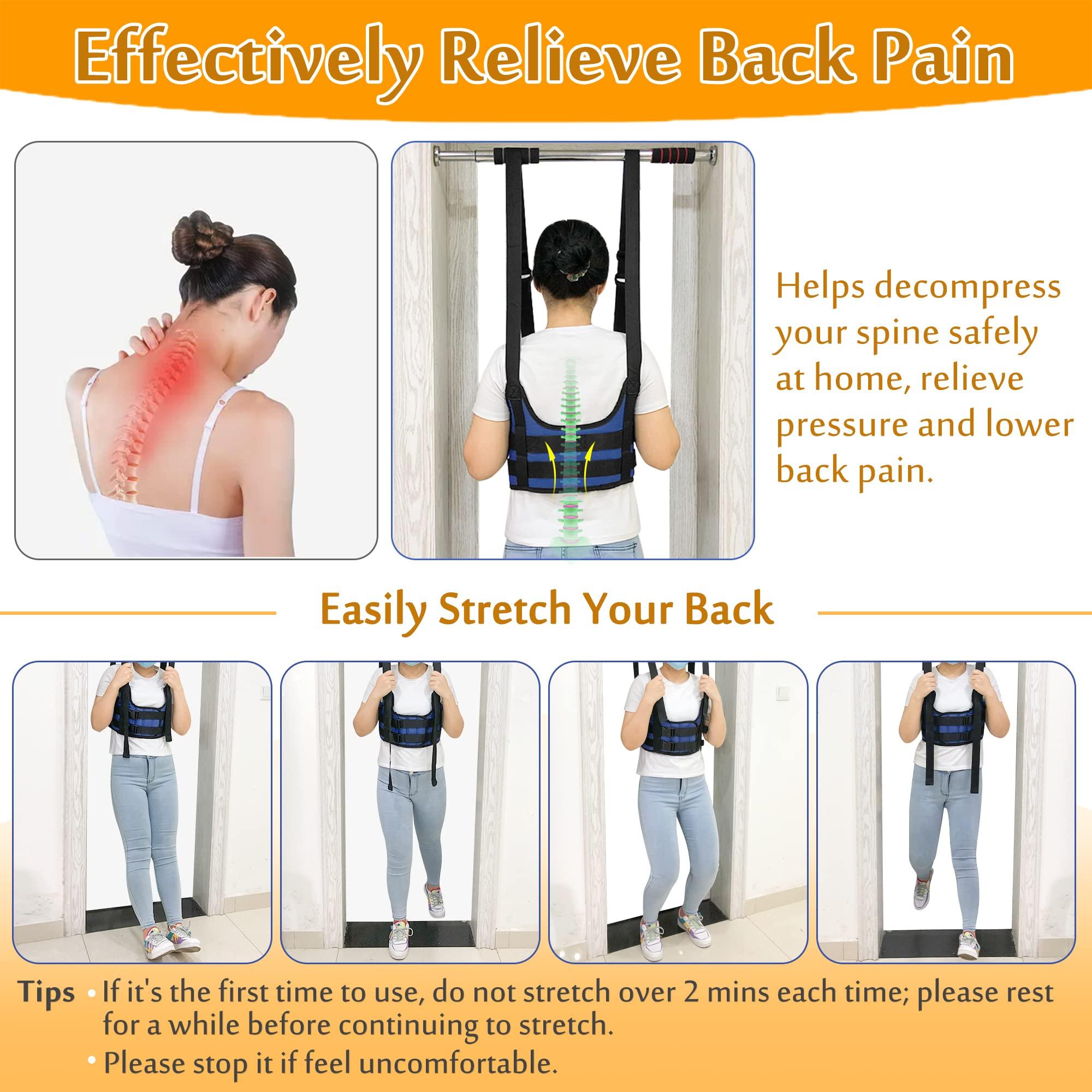 Mybow Mybow Back Stretcher Lumbar Traction Device Spine Decompression Belt for Pain Relief Stretcher Spinal Back Belt Portable Thoracic Spinal Decompression Harness Stretching Device (M)
