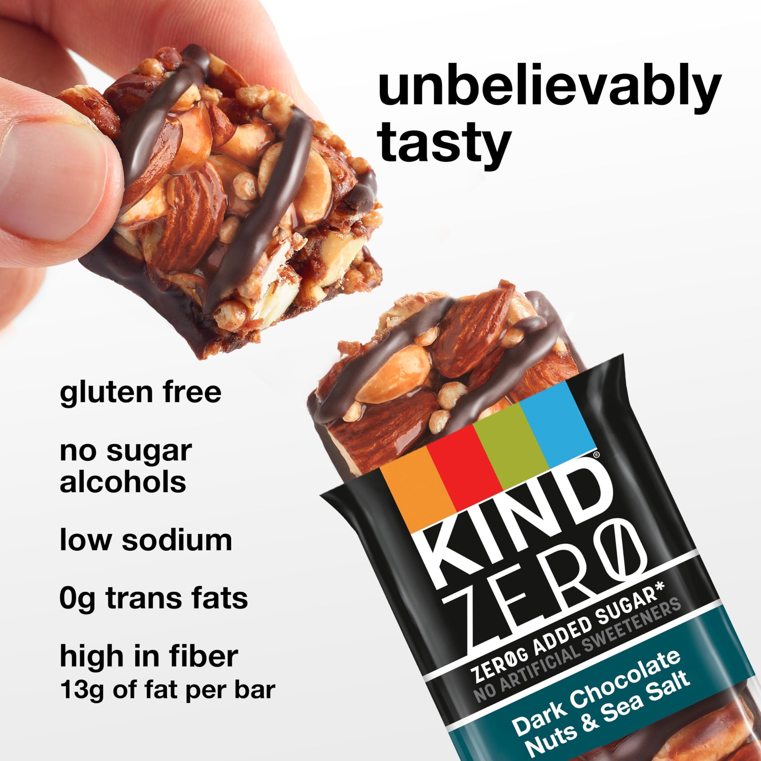 KIND KIND ZERO Added Sugar Bars, Keto Friendly Snacks, Dark Chocolate Nuts and Sea Salt, 5 Count + KIND Protein MAX Crispy Chocolate Peanut Butter Snack Bars, 20g of Protein, Gluten Free, 4 Count