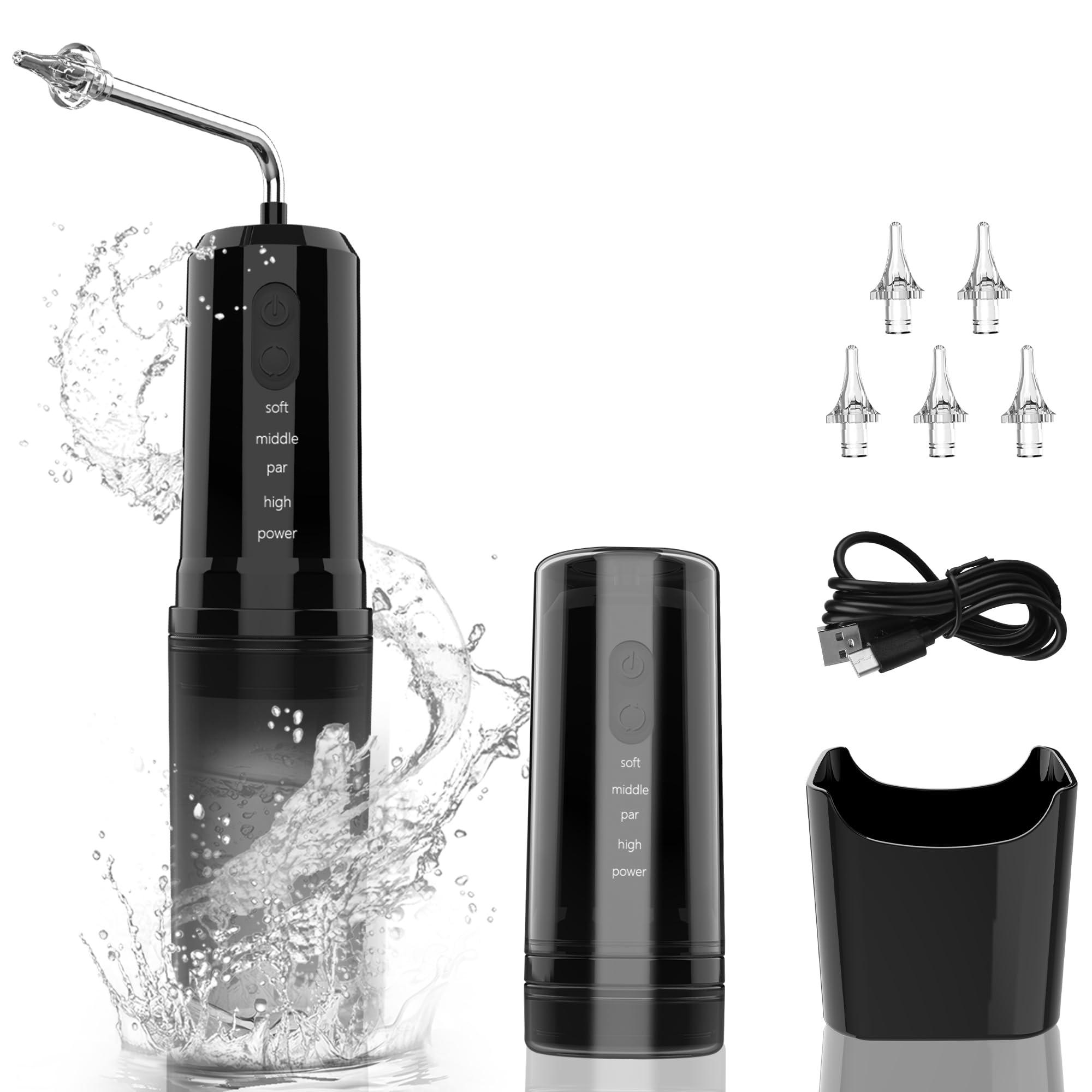 pirzlqie Ear Wax Removal, Electric Ear Irrigation Flushing System, Portable Water Powered Ear Cleaning Kit with 4 Pressure Modes, Ear Cleaner Tool with Basin, Resuable Tips for Adults and Kids, Black