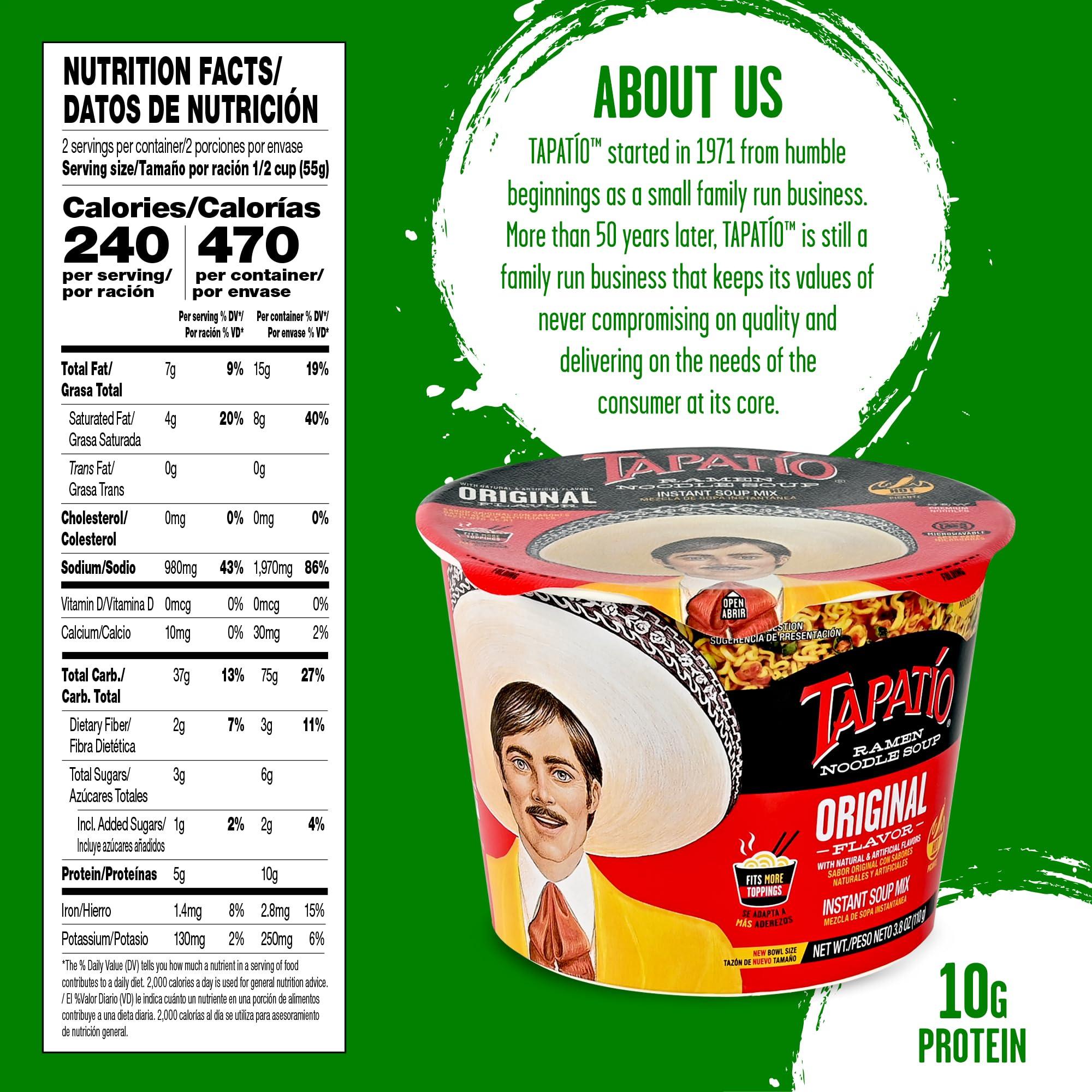 Tapatio Salsa Picante Tapatio Spicy Ramen Noodle Soup Big Bowl - Original Flavor - 3.88 Oz (Bulk Case of 6)