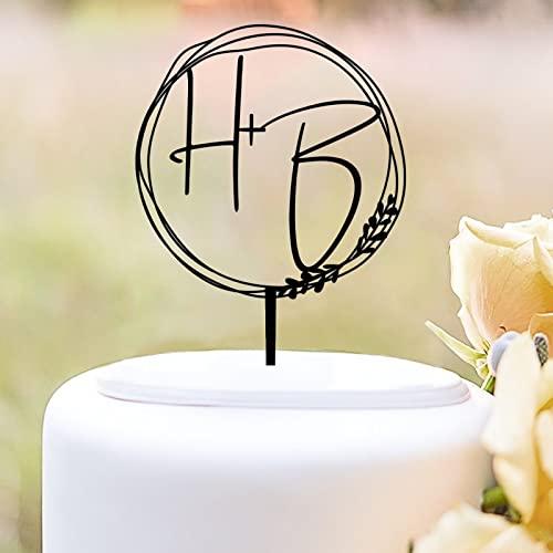 NoneQeleve Personalized Initials Wedding Cake Toppers,Custom Letter Cake Topper,Monogram Wedding Cake Toppers ,Acrylic Cake Topper Speical Event Decor