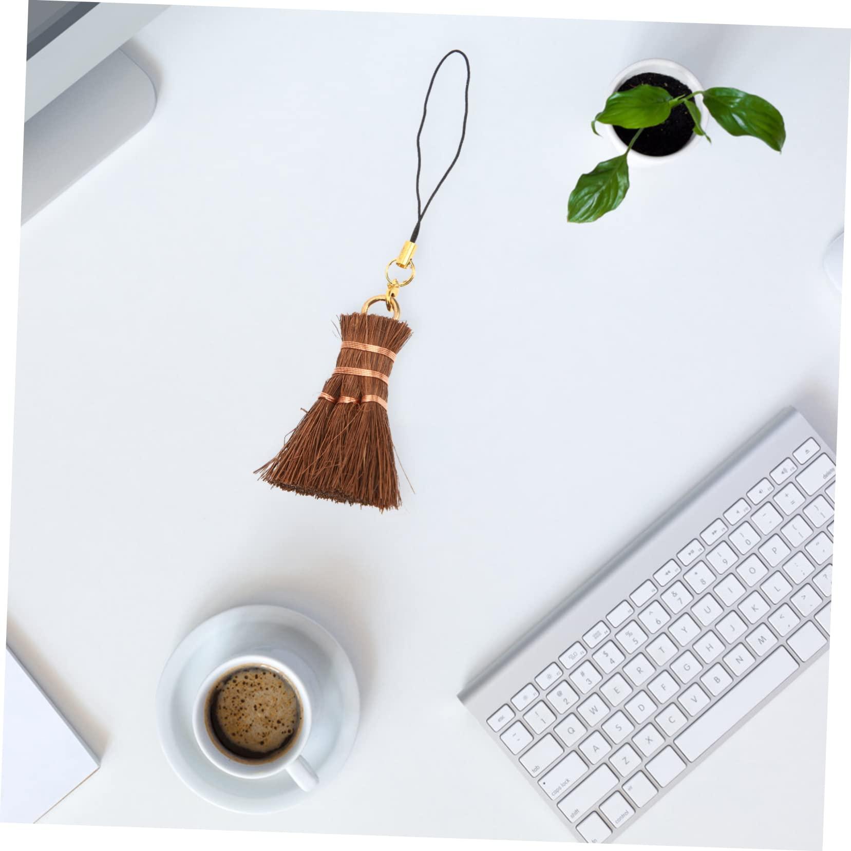 COLLBATH COLLBATH Small Broom Pendant Outdoor Keyboard Broom Duty Lint Remover Garage Whisk Dustpan Long Handle Upholstery Power Scrubber Sweeper Top Flash Wipes Home Soap Palm Brown Silk