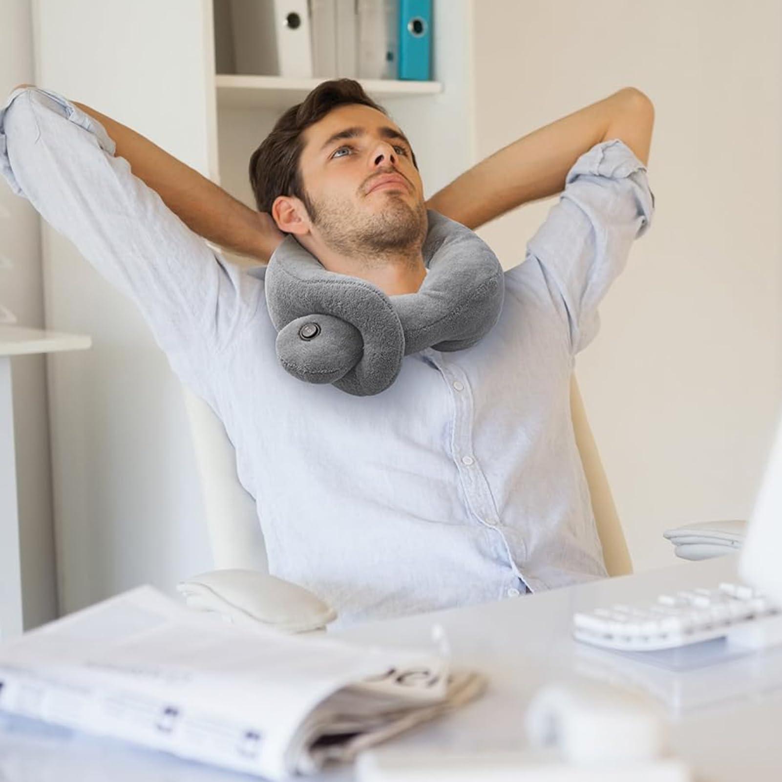 TMISHION Massage Pillow, Vibrating Massaging Neck Pillow Neck Travel Pillow Massage Cushion Relax Muscles Relieve Stress, Use At Office, Home And Car