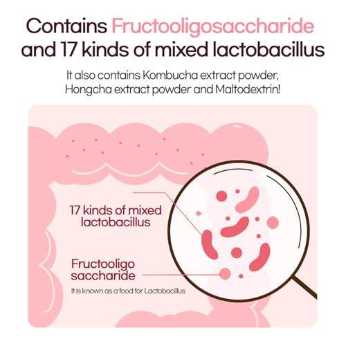 Funeat Funeat Real Kombucha Peach Flavor, Zero Sugar, Sparkling Fermented Powered Mix Beverage from Korea, 30 Sticks, 5 Ounce