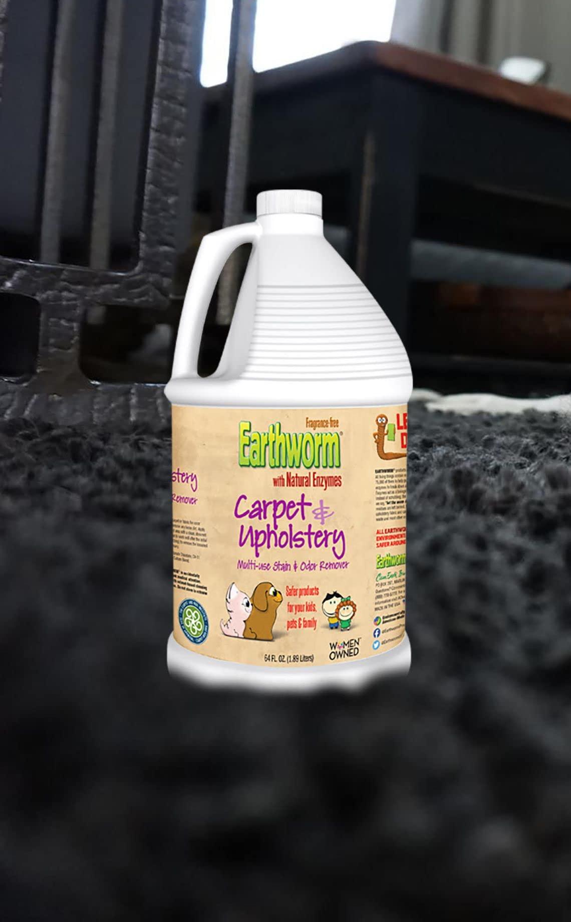 Earthworm Earthworm Carpet & Upholstery Cleaner Multi-Use Stain & Odor Remover - Natural Enzymes, Safer for Family, Environmentally Responsible - 128 oz