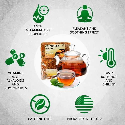 TeaDreamTea Calendula Tea Marigold Dried Flowers – 6 oz Calendula Flower - Marigold Tea – Calendula Tea Bulk - Calendula Flowers Tea - Caffeine Free - Whole Flowers - Marigold Flower Tea - Marigold Herbs