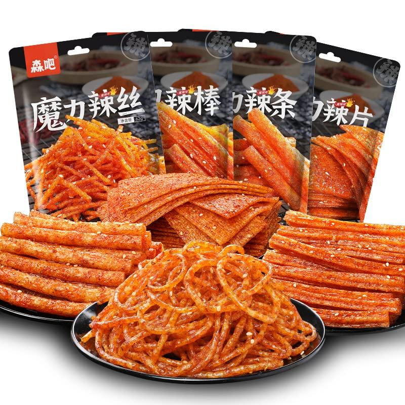 Zusemely Handmade Spicy Strips, Spicy Sticks 62G/Bag, La Tiao, Spicy Strip, Konjac,Casual Snacks Spicy Noodles Big Spicy Stick Spicy Vegetarian, Chinese snacks, Asian food snacks (Hot rod,1 bag)