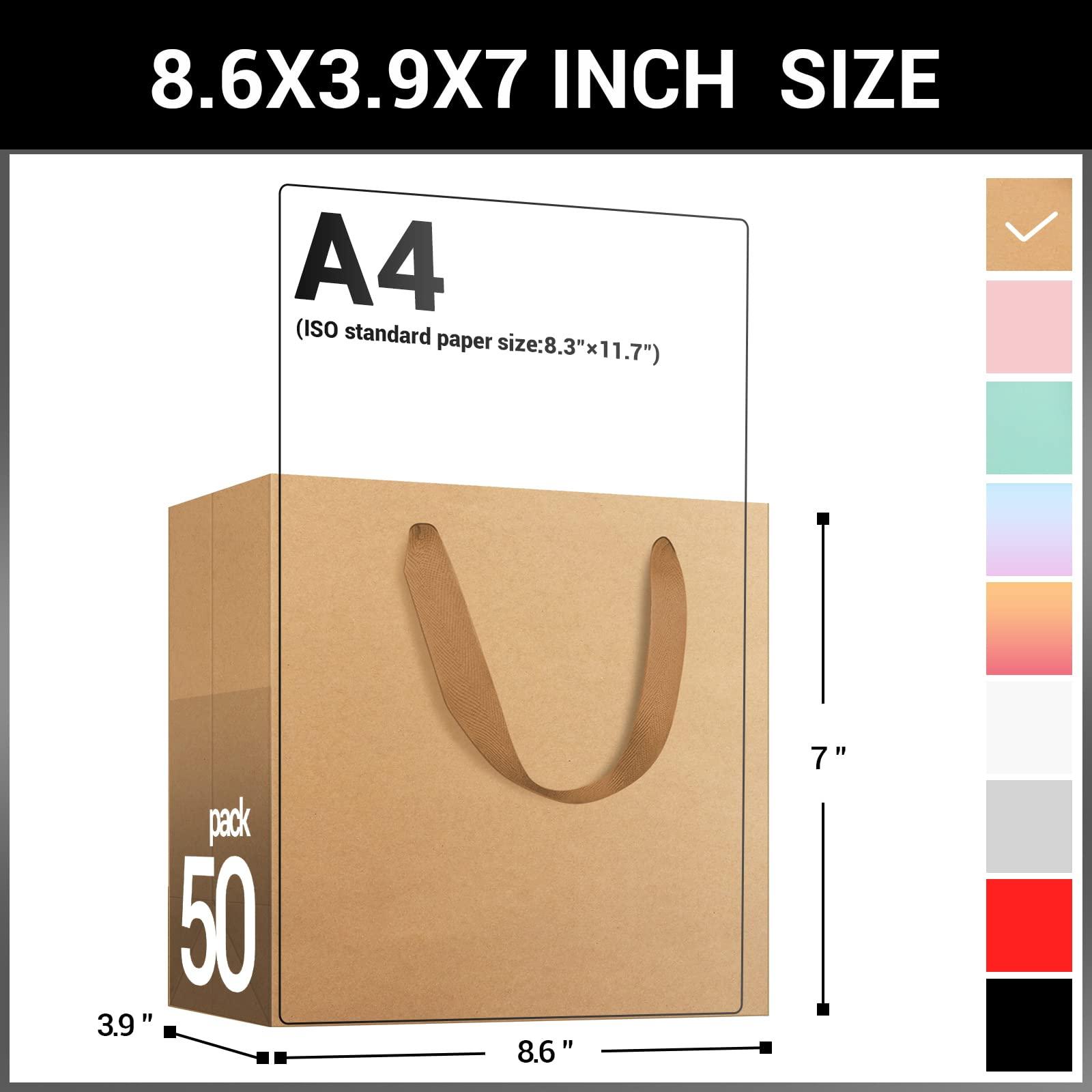 EUSOAR EUSOAR Kraft Shopping Bags, 50pcs 8.6" x3.9'' x7'' Portable Brown Kraft Paper Gift Bags with Ribbon Handles, Kraft Bags, Party Bags, Retail Handle Bags, Merchandise Bag, Wedding Party Bag