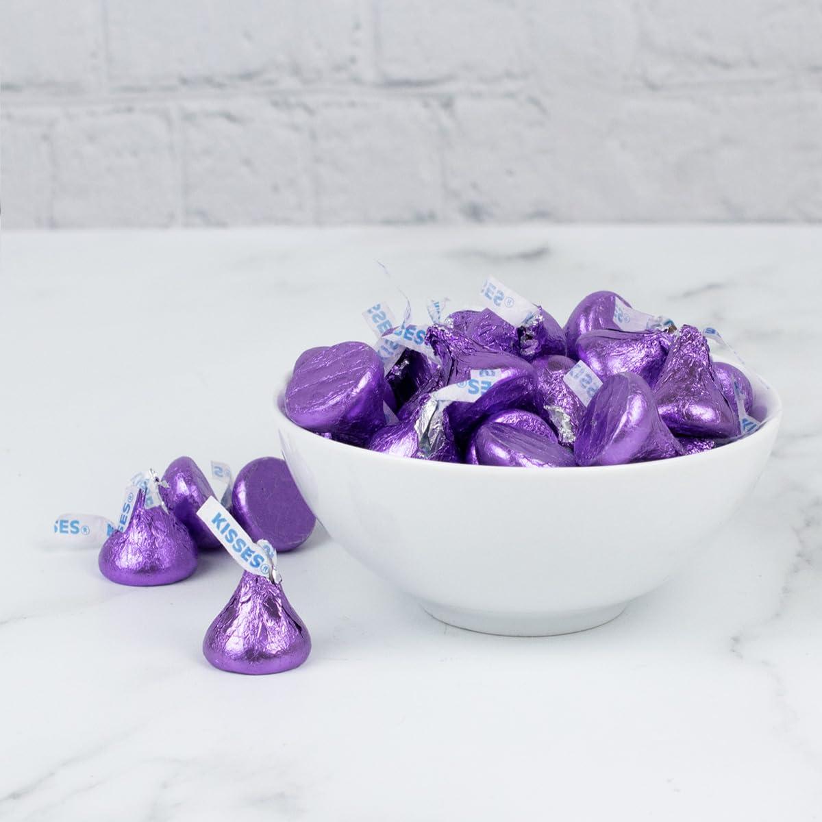 Just Candy 90 Pcs Purple Candy Hershey\'s Kisses Milk Chocolate