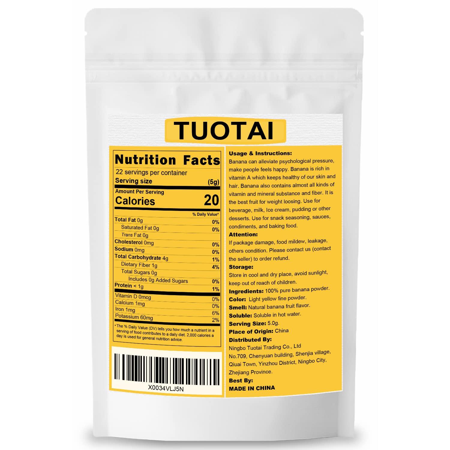 TUOTAI Nature Banana Fruit Powder,Freeze Dried Banana Powder, 4 Ounces, Banana Powder for Cake, Drinks and Baking Food