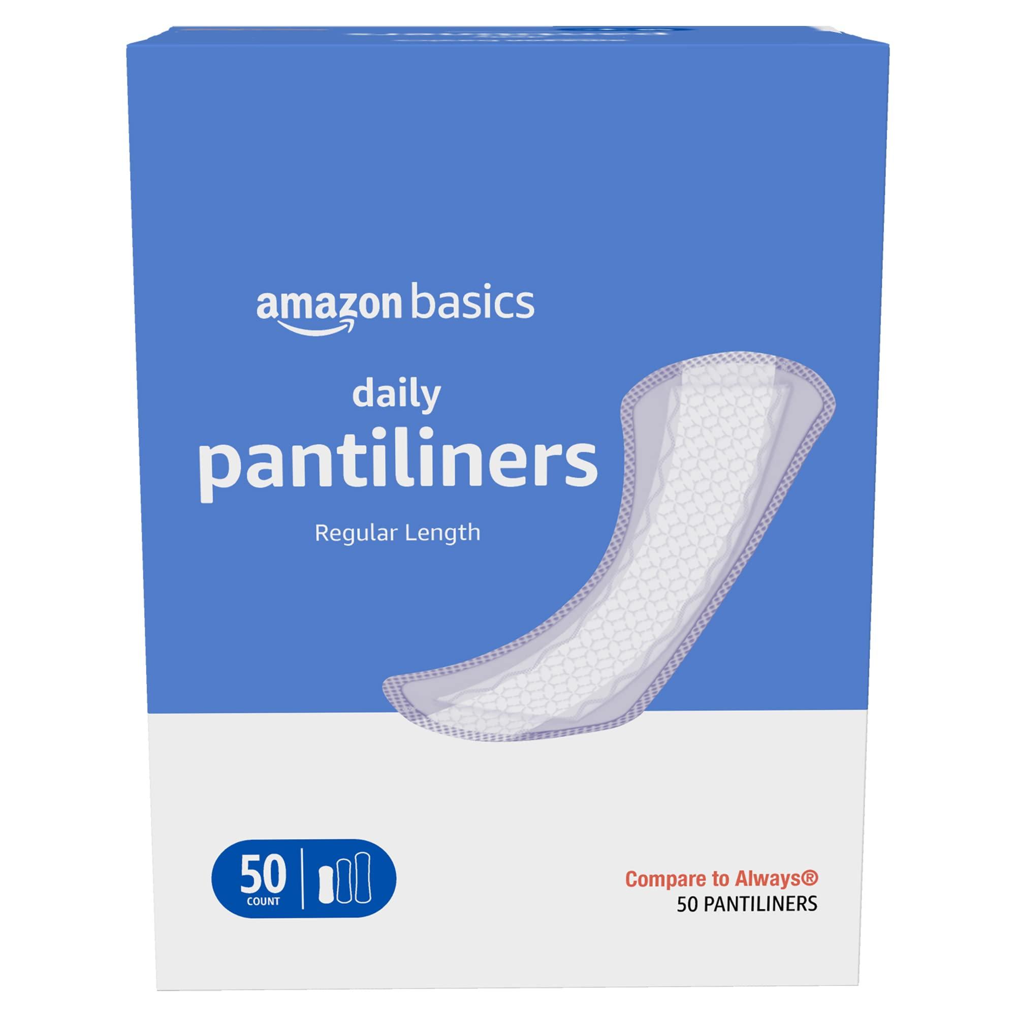 Amazon Basics Amazon Basics Daily Pantiliner, Regular Length, Unscented, 50 Count, 1 Pack (Previously Solimo)