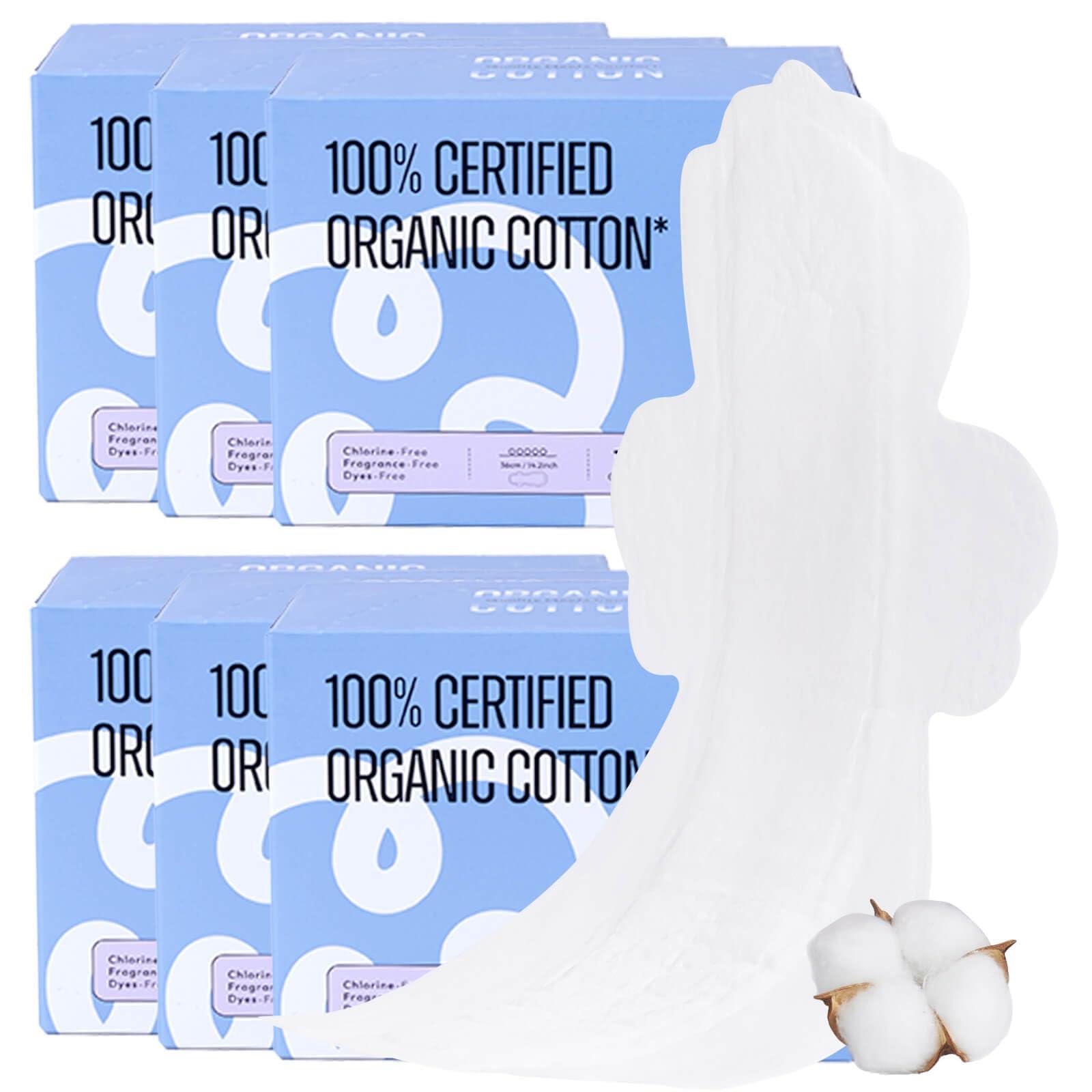 RPE Life 100% Organic Overnight Pads for Women, Ultra Thin Extra Heavy Flow Sanitary Pads with Wings Cotton Menstrual Pads Extra Coverage Period Pads Super Absorbency Feminine Pads (Overnight, Size 5, 72 Ct)
