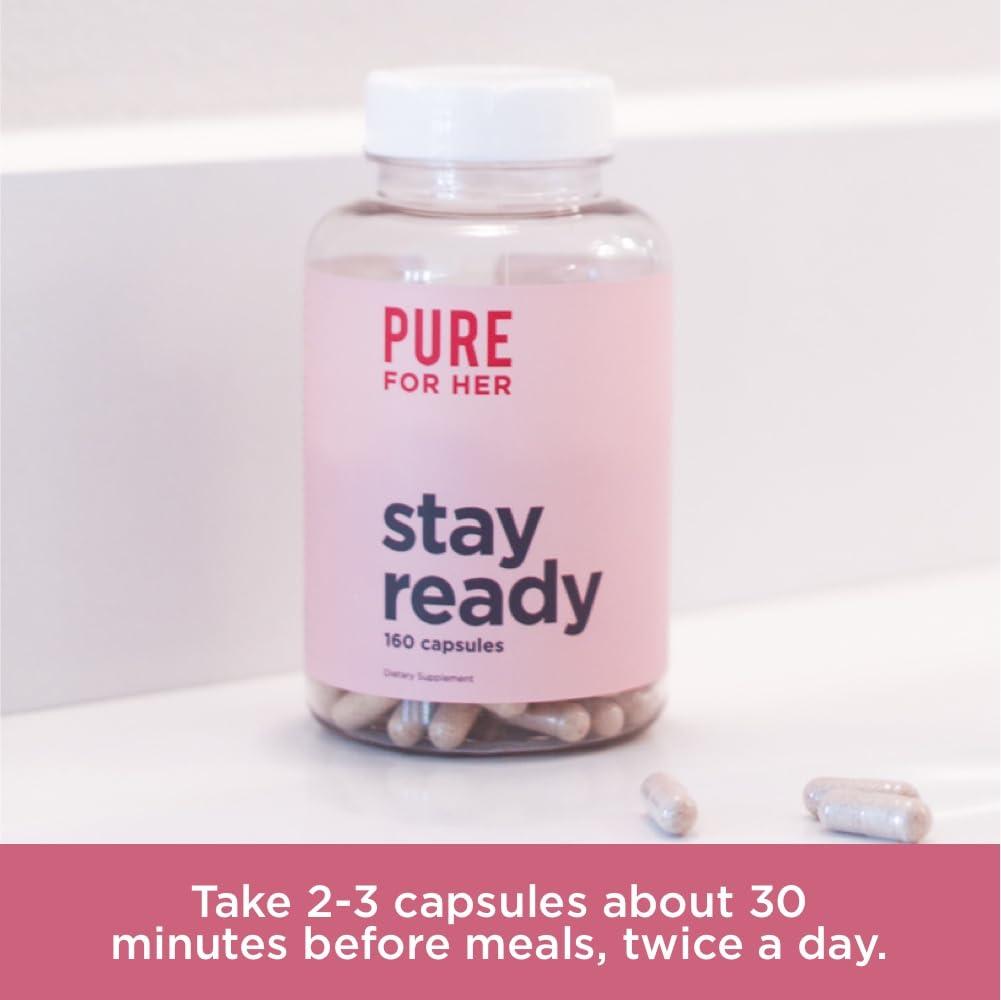 Pure for Men Pure for Her Vegan Stay Ready Fiber Supplement for Women | Bloat & Gas Relief, Supports Digestive Health, Regularity & Appetite Control | 160 Capsules