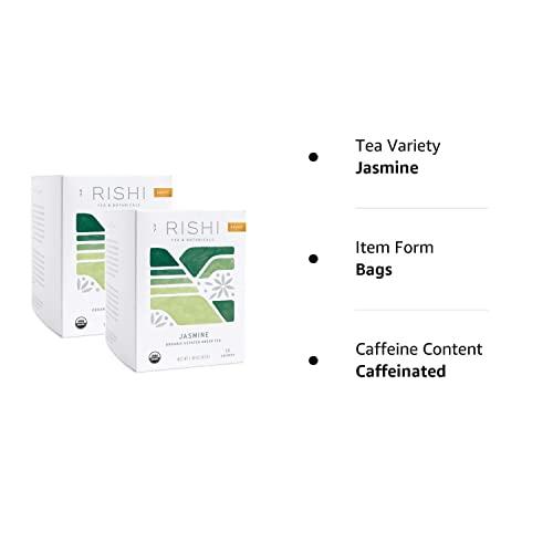 Rishi Tea Rishi Tea Jasmine Green Tea, Organic Herbal Tea Bags, 2-Pack - Contains Caffeine, USDA Certified, Floral Aroma & Taste, 15 Sachets in Each, Direct Trade