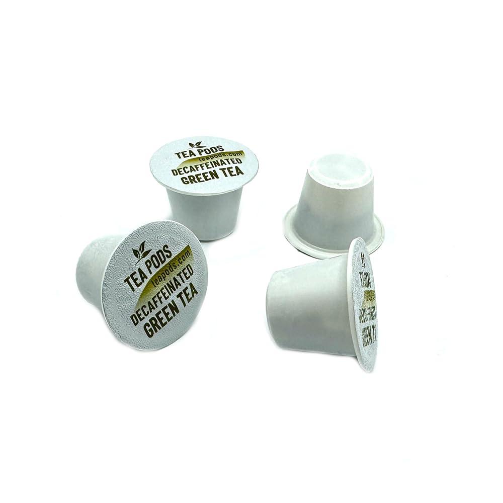 TEA BOQUETE DECAF Green tea pods compatible with Nespresso OriginalLine, single-serve decaffeinated tea capsules for use with coffee brewing machines - Pack of 18 pods