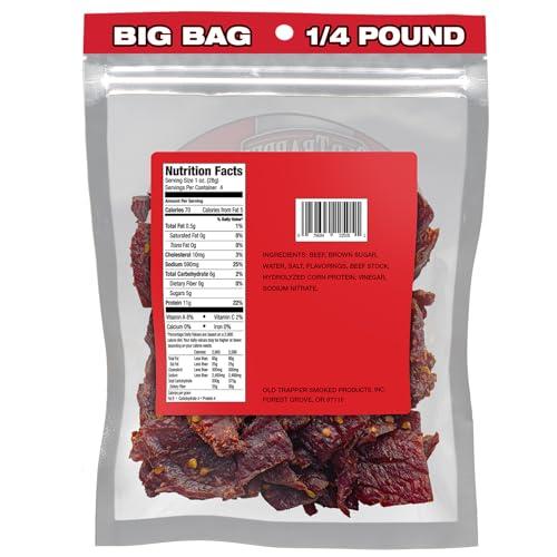 Old Trapper Old Trapper Beef Jerky, Hot & Spicy 1/4-Pound Individual Package, Savory and Spicy Meat Snacks for Lunches or Between Meals, 11 Grams of Protein and 70 Calories per Serving (Pack of 8)