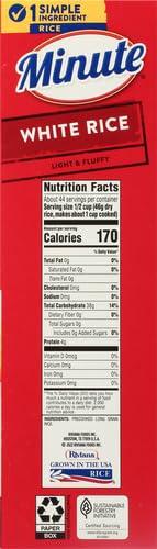 Minute Minute White Rice, Instant White Rice for Quick Dinner Meals, 72-Ounce Box