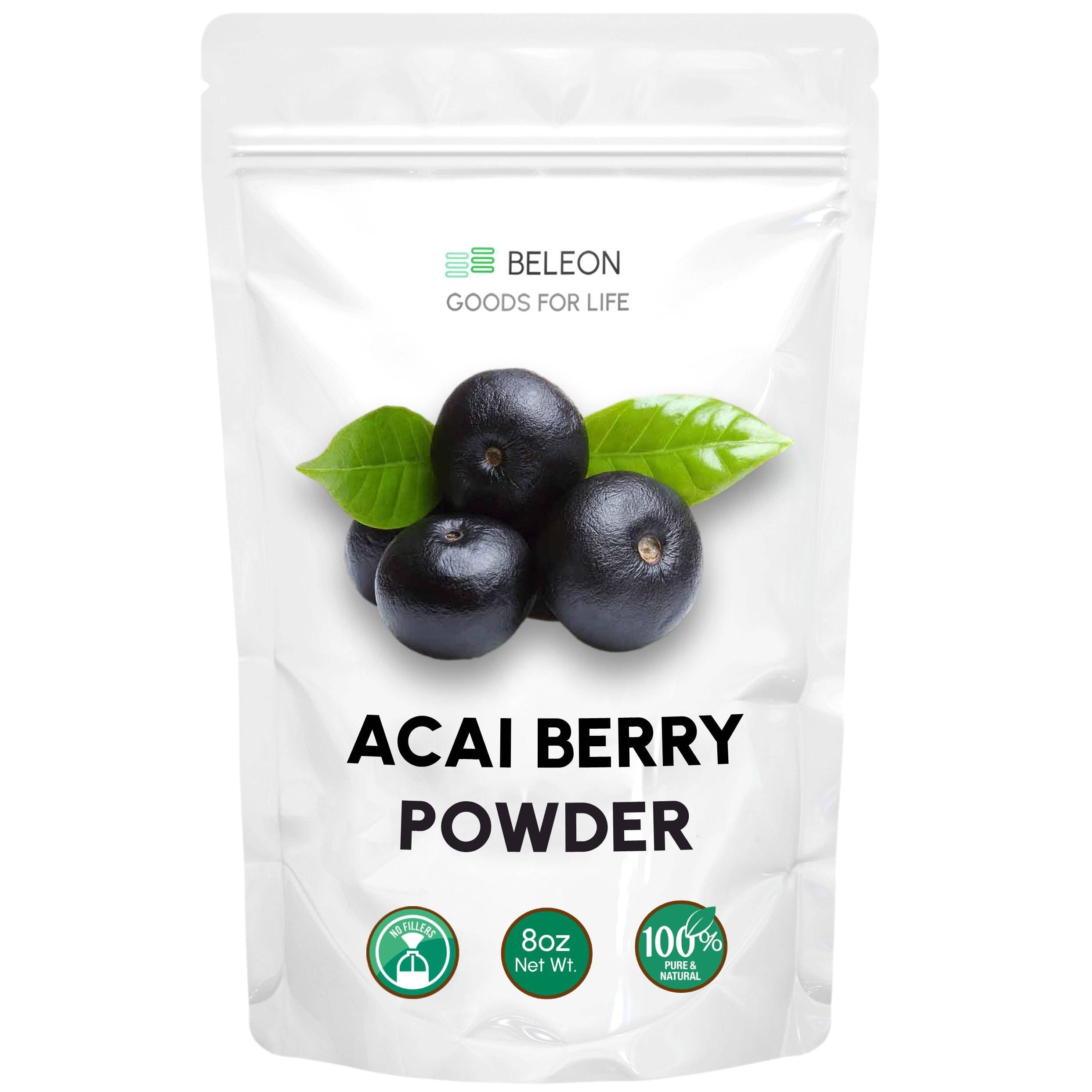 Beleon Goods For Life Organic Acai Powder - Pure All Natural Acai Powder for Acai Bowls Baking, Flavoring, Acai Smoothie, Beverage, 8 oz