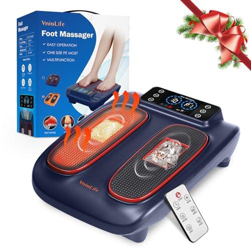 VnioLife Electric Foot Massager with Heat for Neuropathy Plantar Fasciitis Pain FSA HSA Eligible Vibration Shiatsu Heated Foot Massager Pain Circulation Feet Massager for Pain Relief Improve Muscle Relaxation
