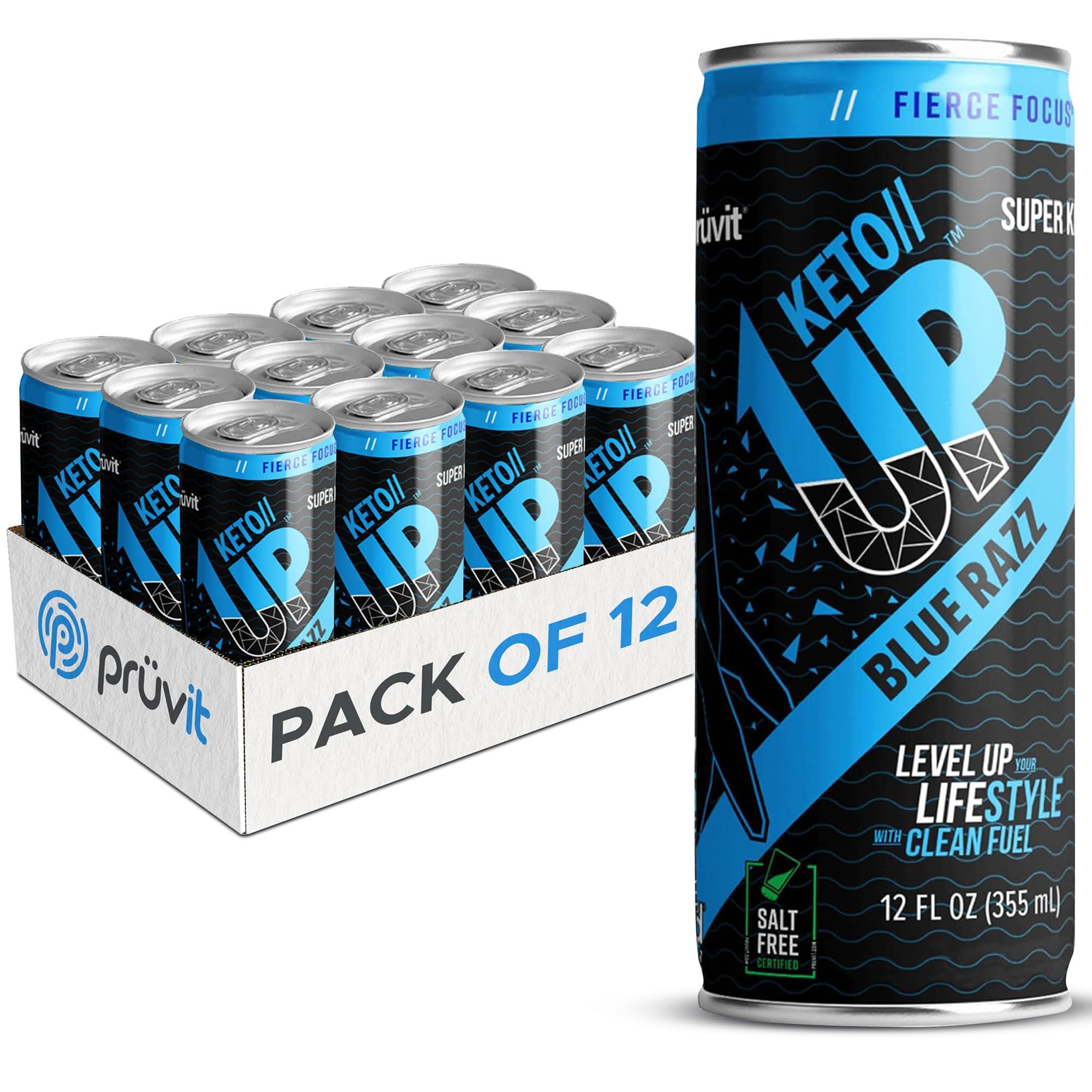 PRVIT The Blue Razz Keto//Up Drink Ready-to-Drink Ketones for Focus for Men and Women - 12 pack