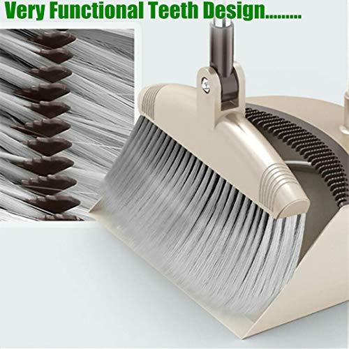 Jingyuan Kitchen Broom and Dustpan Set for Home, Outdoor Dustpan and Brush Set Comb, Small Broom and Dustpan Set, Mini Broom and Dustpan Set,Long Handled 3 Size Handle,Broom with Dustpan Comb Set Upright