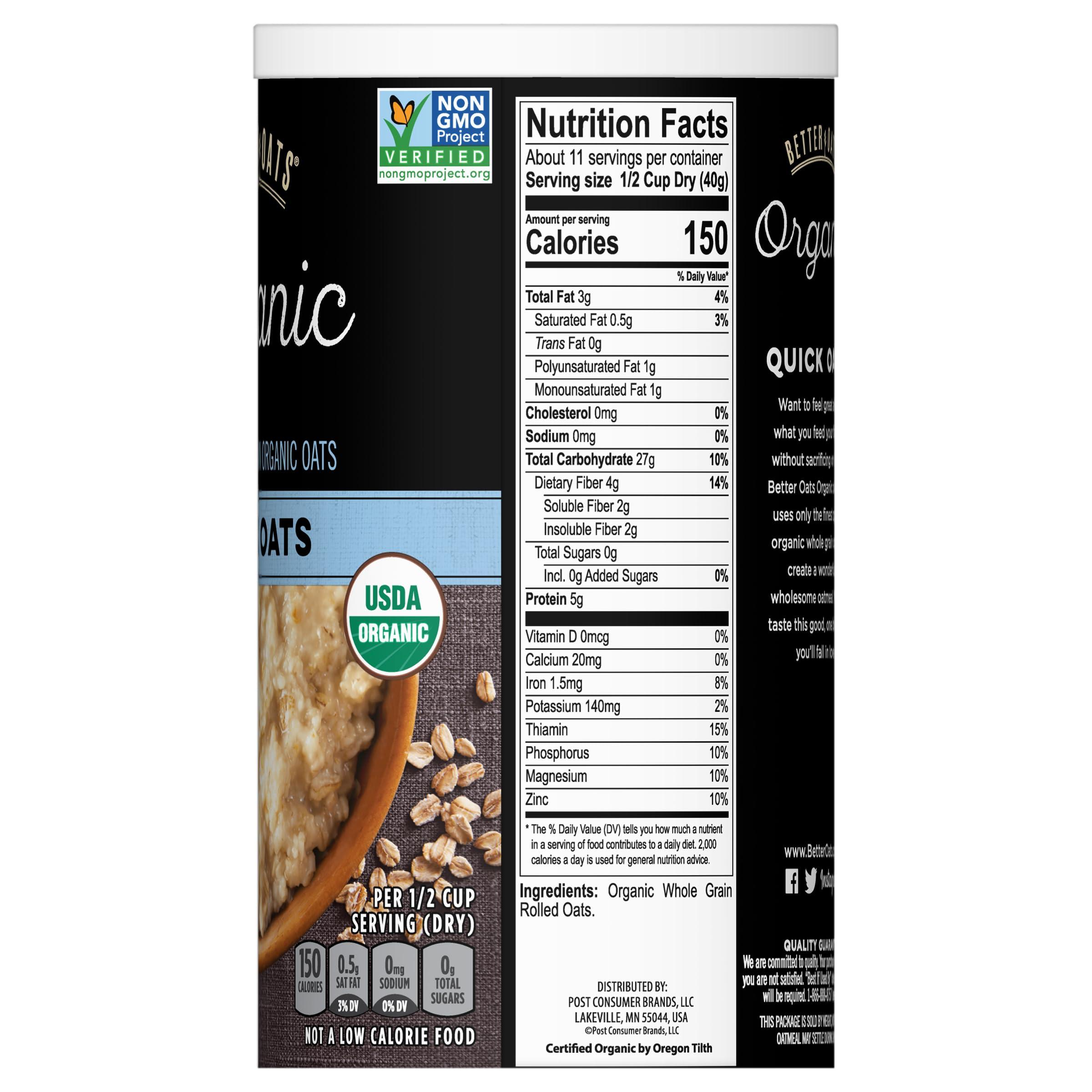 Better Oats Better Oats Organic Quick Oats, 16 OZ Resealable Canister (Pack of 5)