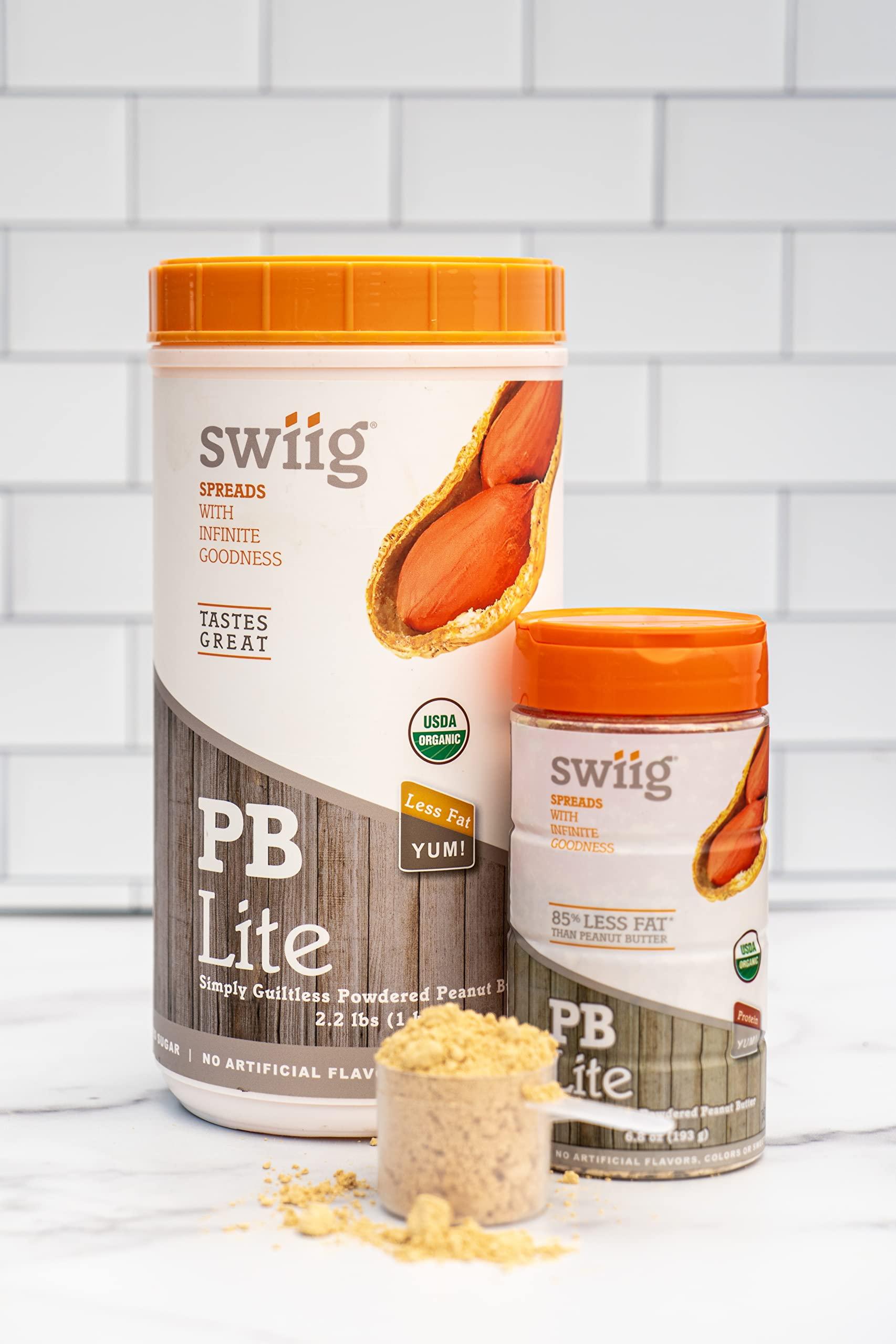 swiig swiig PB Lite 2lb - Low-Calorie, 5g Protein, No Added Sugar - Mix in Protein Shakes and Smoothies - Low Carb - Made from Real Roasted Peanuts
