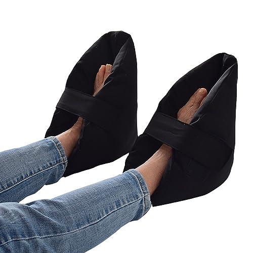 BXT Heel Protectors Cushion Against Bed Pressure Sores Ulcers, Comfort Feet Pillow Pads Heel Pain Relief, for Bedridden Elderly in Bed/Wheelchair, Black, One Pair