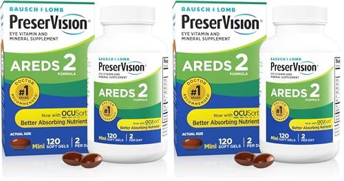 PreserVision PreserVision AREDS 2 Eye Vitamin & Mineral Supplement, Contains Lutein, Vitamin C, Zeaxanthin, Zinc & Vitamin E, 120 Softgels (Packaging May Vary) (Pack of 2)