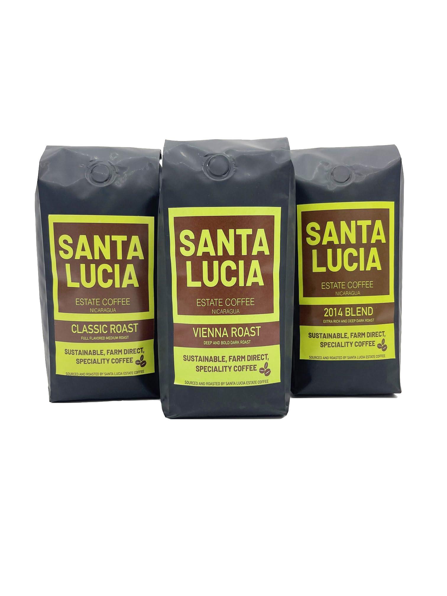 Santa Lucia Estate Coffee Santa Lucia Nicaraguan Specialty Coffee - Vienna Roast 2 Pounds (2-16oz Bags, Whole Bean)