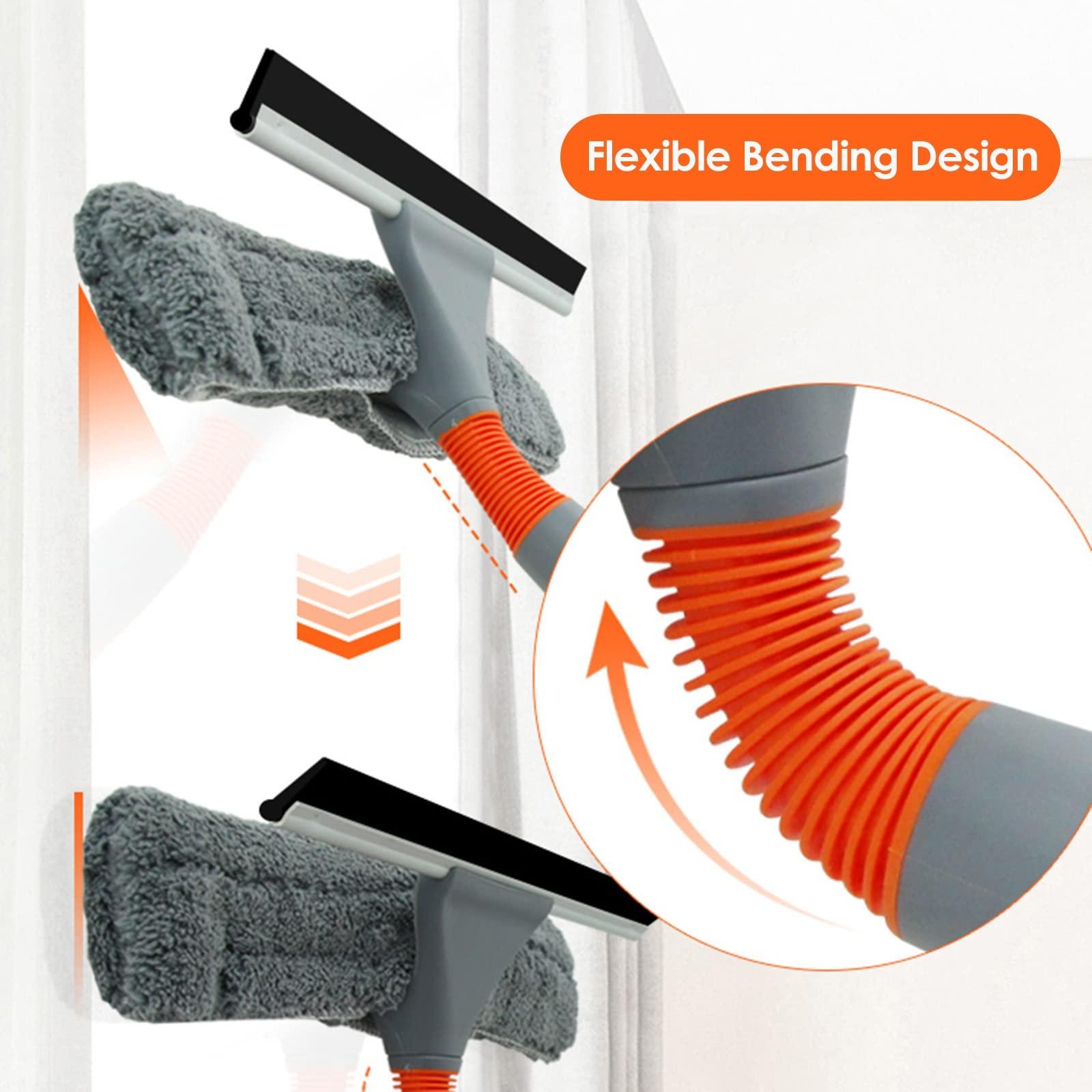 YXXSDP Home Bendable Window Cleaning Pole, Aluminum Safey Window Squeegee with Scrubber Combo, Window Cleaner for Porch Apartment Bathrooms (Size : Length 656cm/6.56m/21.5ft)