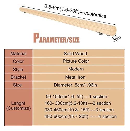 ALDEPO ALDEPO Grab Bars Wooden Stair Handrails with Fittings, Elderly/Disabled Non-Slip Banister Handrail, Wall/Indoors/Attic/Kindergarten Decor Grab Bar, Safety Stair Rail/5M (Color : 6m)