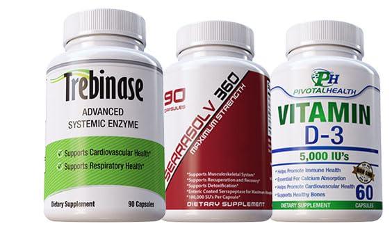 Trebinase Trebinase Mens Health Platinum Peyronies Package - Great for Reverse Scarring, Immune Health and Curvature. Systemic Enzymes Combined with Vitamin D3 5,000 IU's.