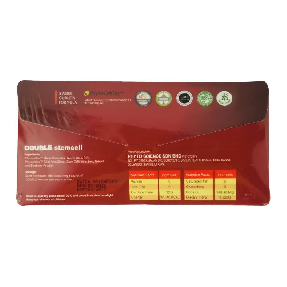 phytocelltec phytocelltec 2X Phytoscience Double Stem Cell Anti Aging Supplement Acai Berry Extract Blueberry Reduce Wrinkles Pores Pimples Fine Lines Skin Texture (14 Sachets/Pack)