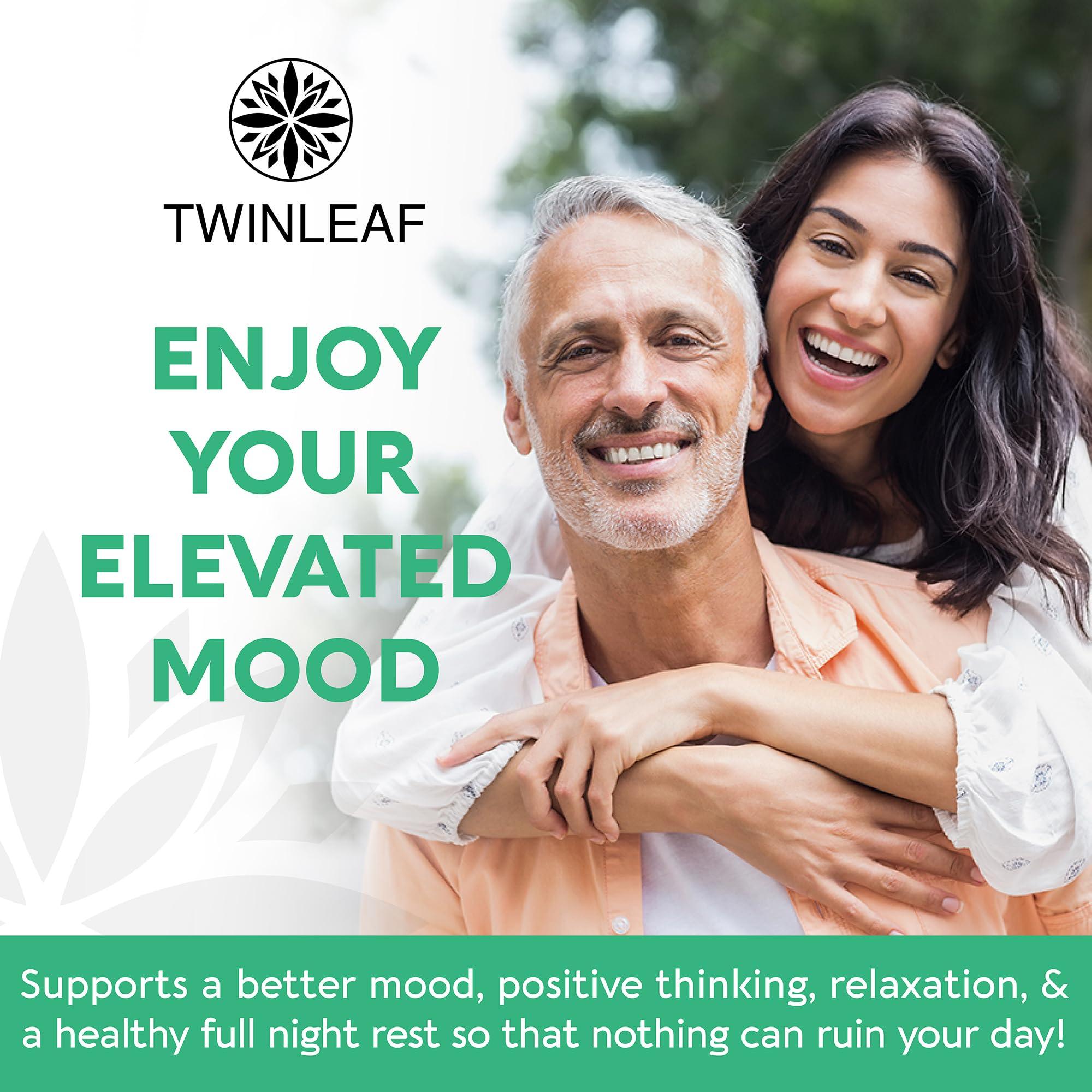 TWINLEAF TWINLEAF 5 HTP Supplement for Mood Support - Made in USA - Natural 5-HTP & L-tryptophan Capsules - 5-HTP Booster for Men & Women - Proprietary Formula for Mood and Relaxation - 60 Vegan Capsules