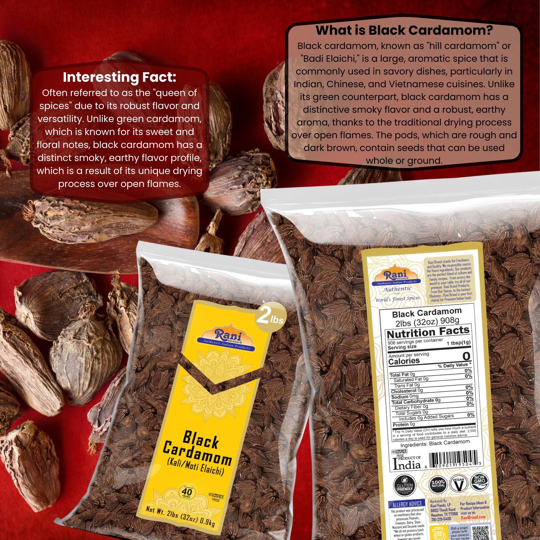 Rani Brand Authentic Indian Products Rani Black Cardamom Pods (Kali Elachi) Whole Indian Spice 32oz (2lbs) 908g Bulk ~ All Natural | Vegan | Gluten Friendly | NON-GMO | Kosher | Indian Origin