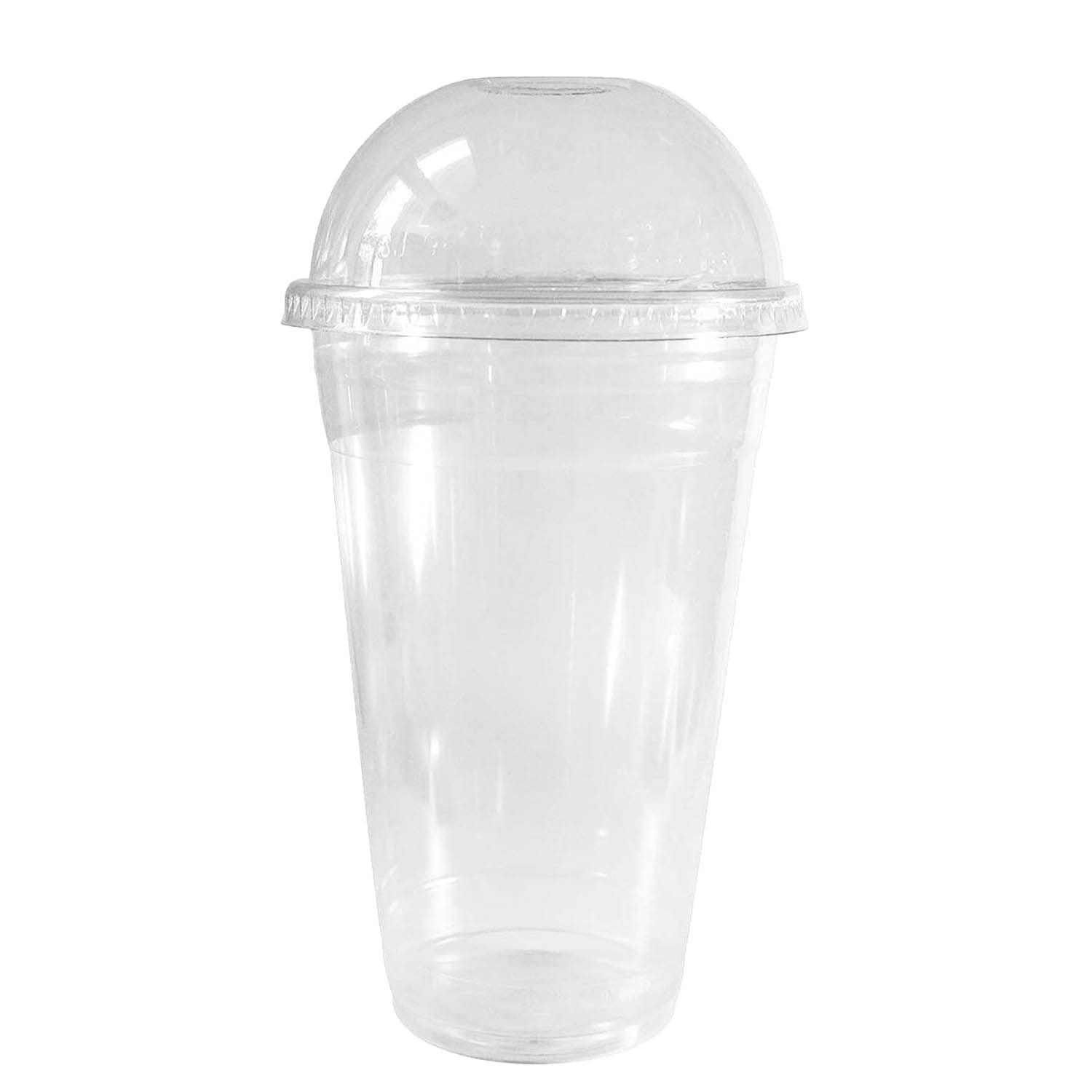 EcoQuality 24 oz Cups, 100 Pack | Iced Coffee Go Cups and Dome Lids | Cold Smoothie | Plastic Cups with Dome Lids | Clear Plastic Disposable Pet Cup | Ideal for Coffee, Parfait, Juice, Soda, Cocktail, Party Cups