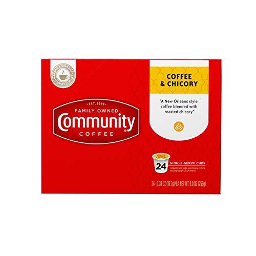 Community Coffee Community Coffee Coffee & Chicory Medium Dark Roast Single Serve K-Cup Compatible Coffee Pods, Box of 24 Pods (Pack of 4)