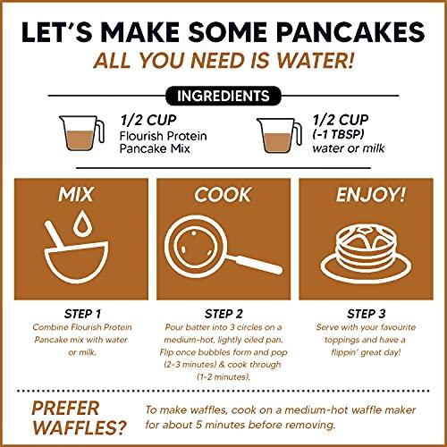 Flourish Flourish - Protein Pancake & Waffle Mix, Whey Protein Isolate & Flax Seed, Non-GMO, No Added Sugar, Superfood, High Protein & Fiber, Just Add Water - Chocolate, 16oz