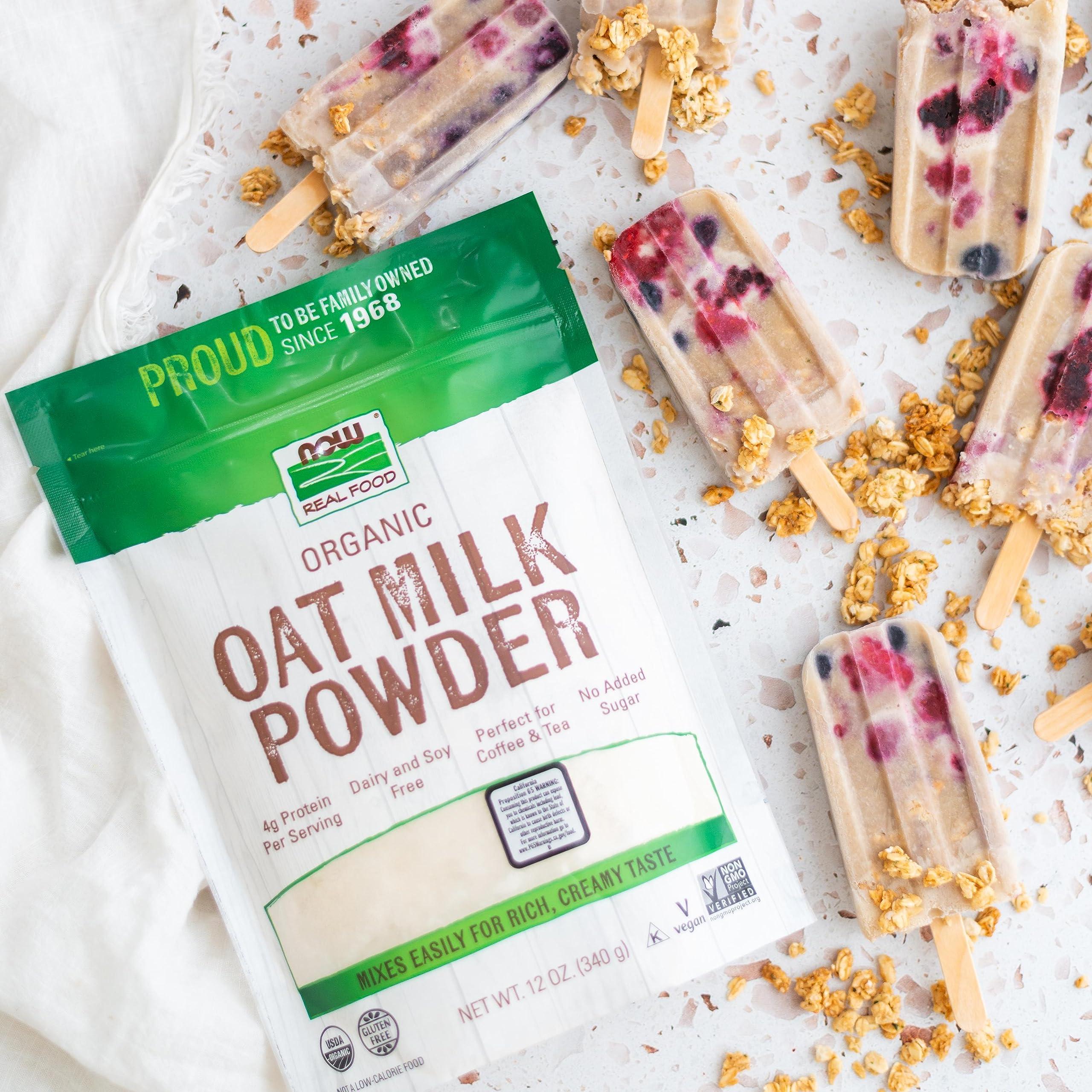 NOW NOW Foods, Organic Oat Milk Powder, Dairy and Soy Free, No Sugar Added, Vegan, NGMO, Gluten Free, 12 Ounce