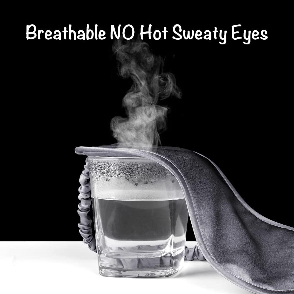 LULUSILK LULUSILK Mulberry Silk Sleep Eye Mask Blindfold with Elastic Strap Headband, Soft Eye Cover Eyeshade for Night Sleeping, Travel, Nap (Charcoal Gray)