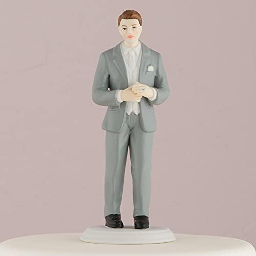 WEDDINGSTAR Fashionable Groom in Grey Tux Mix & Match Cake Topper