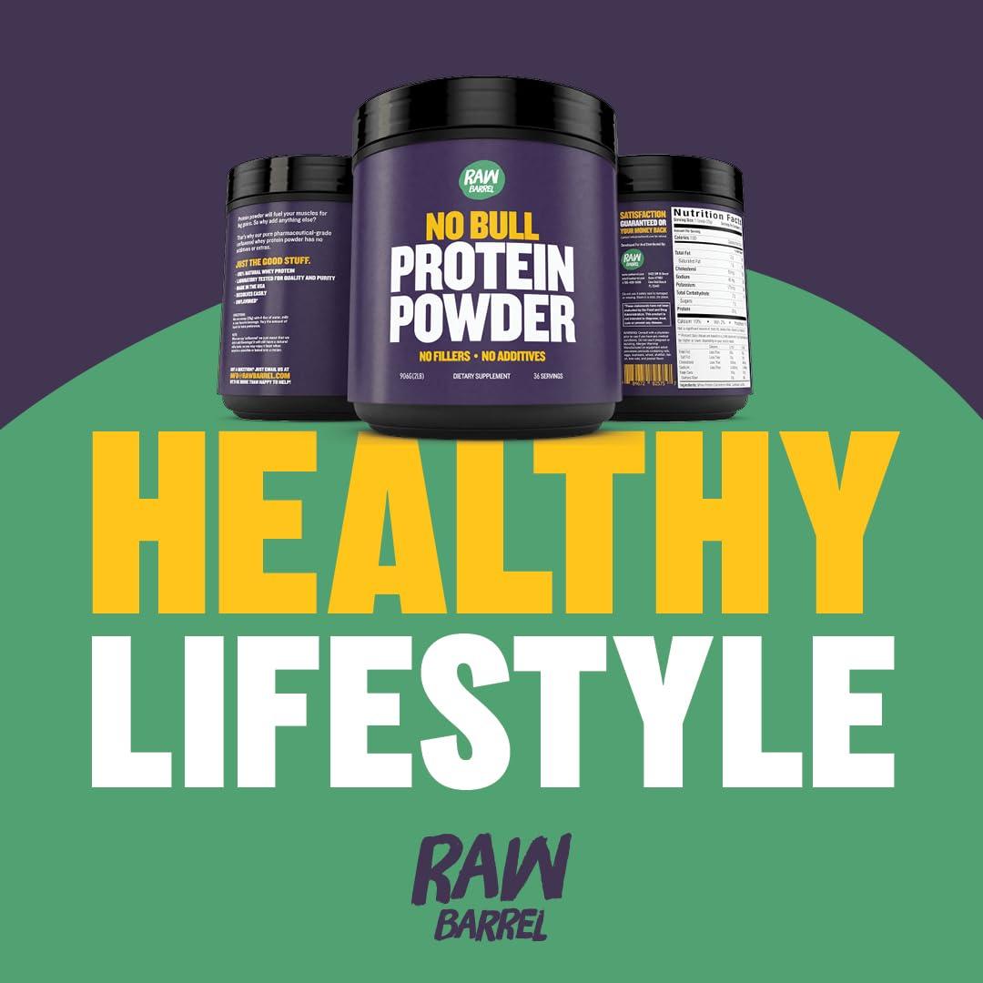 Raw Barrel Raw Barrel 2lb No Bull Unflavored Whey Protein Powder, Pure, Instantized Whey Supplement,High Protein, Low Carb, No Fillers, No Additives, Flavorless