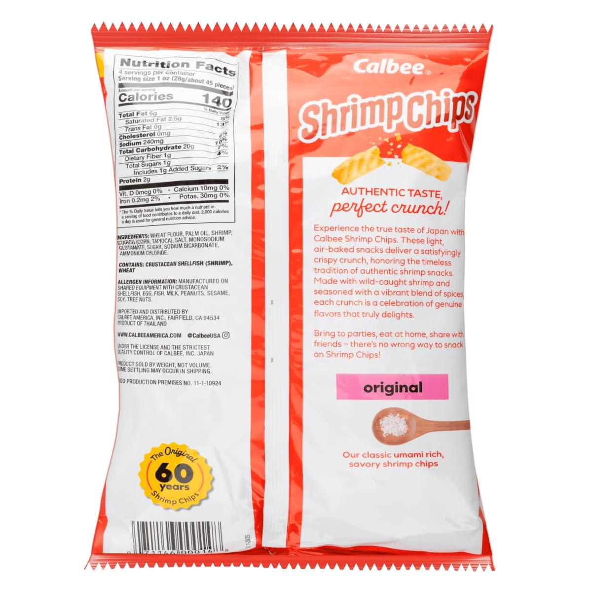 Calbee Calbee Shrimp Chips (Original, 4.0 oz) | Japanese Chips Made With Real Wild-Caught Shrimp & Baked To Crunchy Perfection | Indulge In Irresistible Shrimp Flavoured Chips (12 Pack)