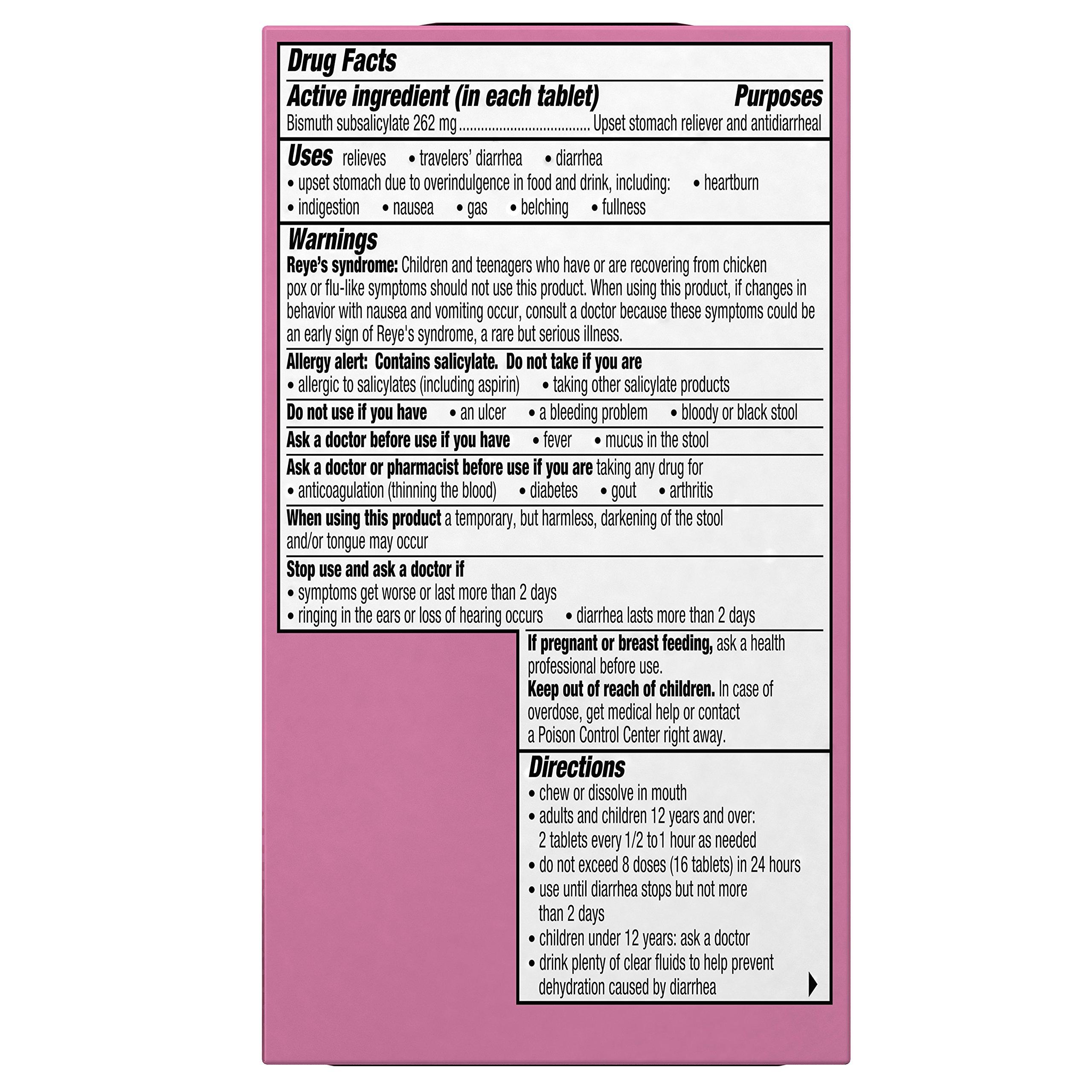 Pepto Bismol Pepto Bismol Chewable Tablets for Nausea, Heartburn, Indigestion, Upset Stomach, and Diarrhea - 5 Symptom Fast Relief, Original Flavor 12 ct (Pack of 2)