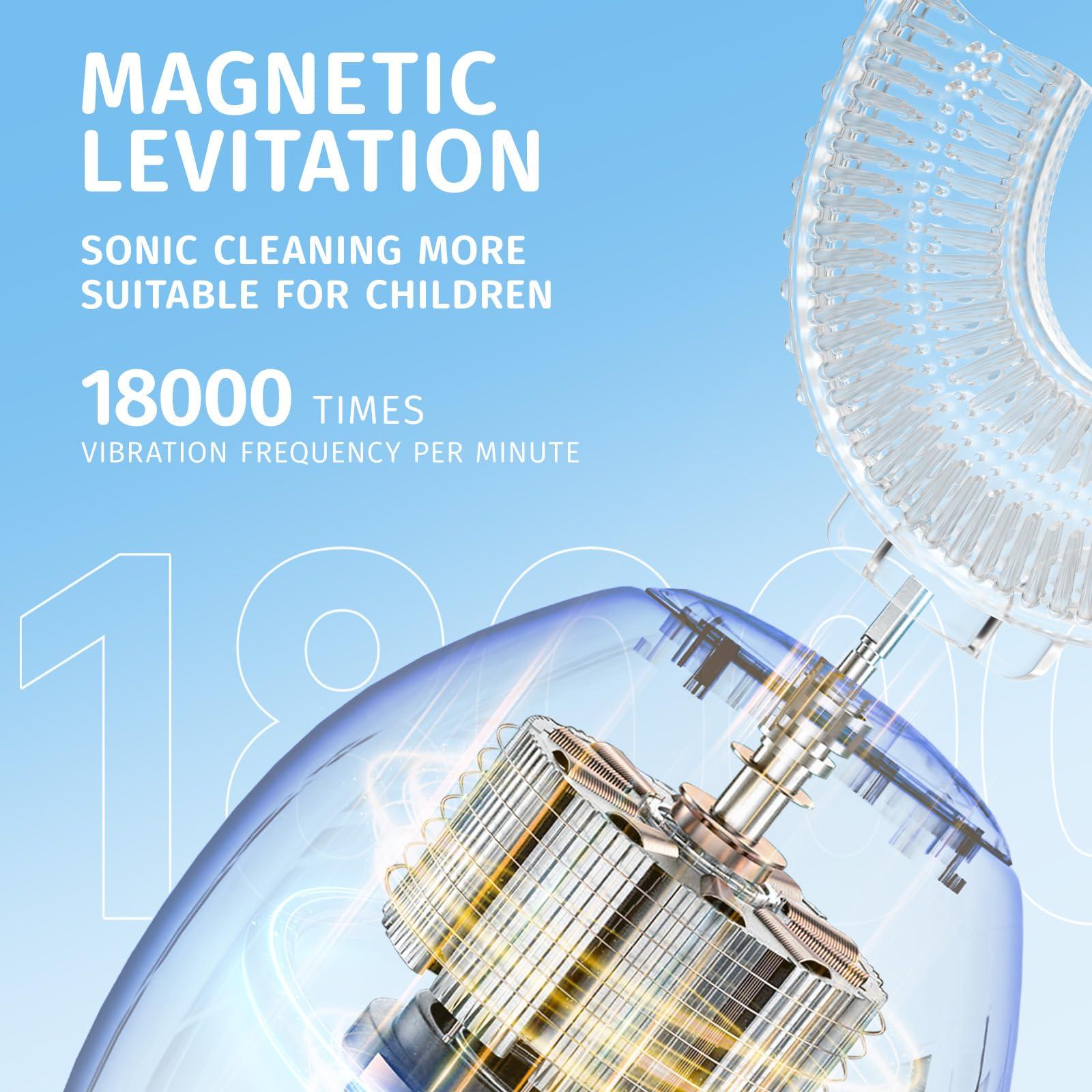 Yodabai yeklike Kids Electric Toothbrushes, U Shaped Ultrasonic Toothbrush,Rechargeable Kids Toothbrush w/Smart Timer, Sonic Toothbrush Kids with 6 Modes, IPX7 Waterproof Design (2-7 Year Old, Pink)